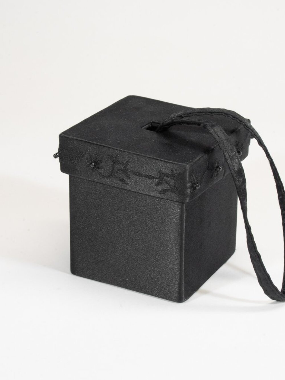 Kenneth Cole Reaction Black Satin Cube-shaped Petite Pocketbook